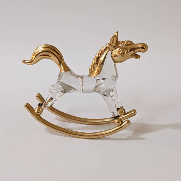Vintage Crystal & Gold Rocking Horse Small Figurine - Picture 4 of 10
